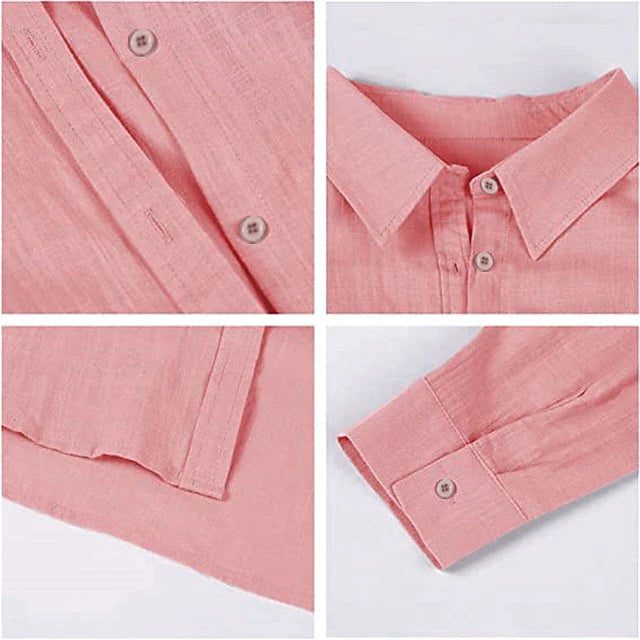 Linen Blend Button-Down Shirt for Men