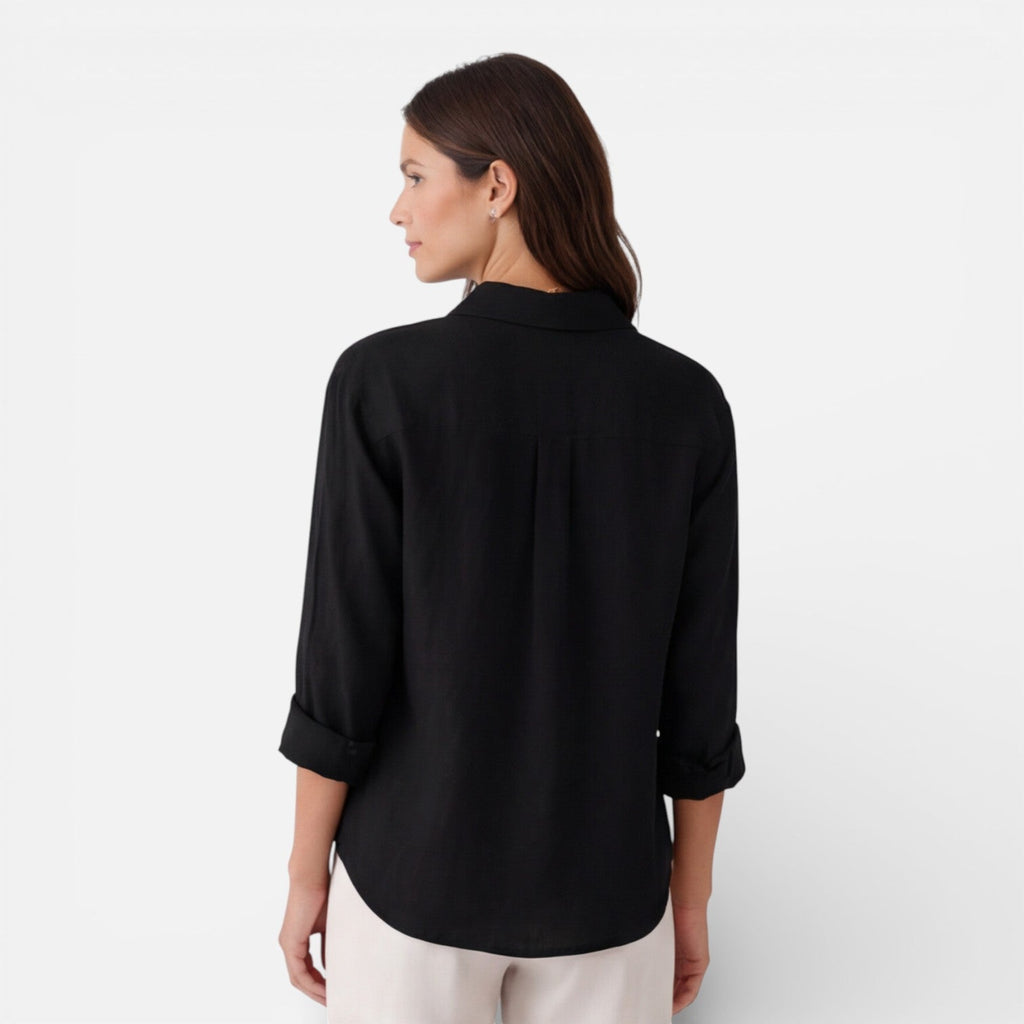 Montarello Women's Relaxed Fit Button-Up Linen-Look Summer Shirt