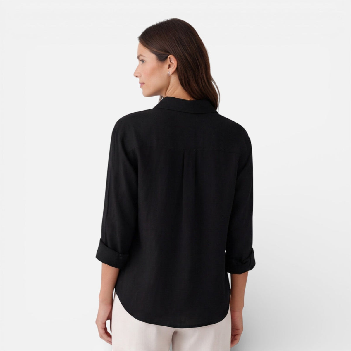 Montarello Women's Relaxed Fit Button-Up Linen-Look Summer Shirt