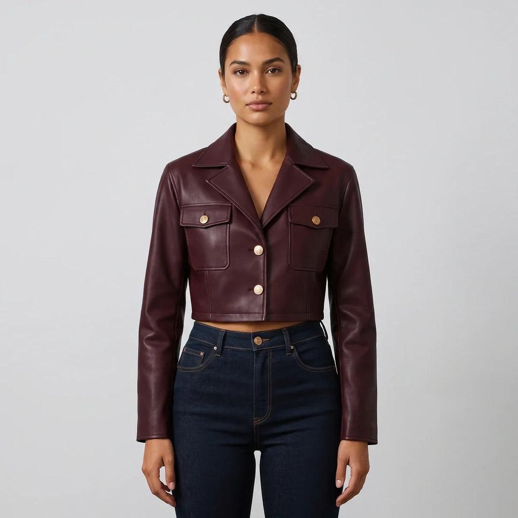 Linnet Cropped Leather Jacket