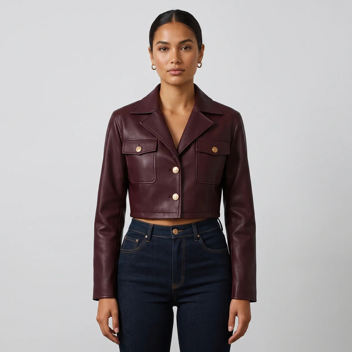Linnet Cropped Leather Jacket