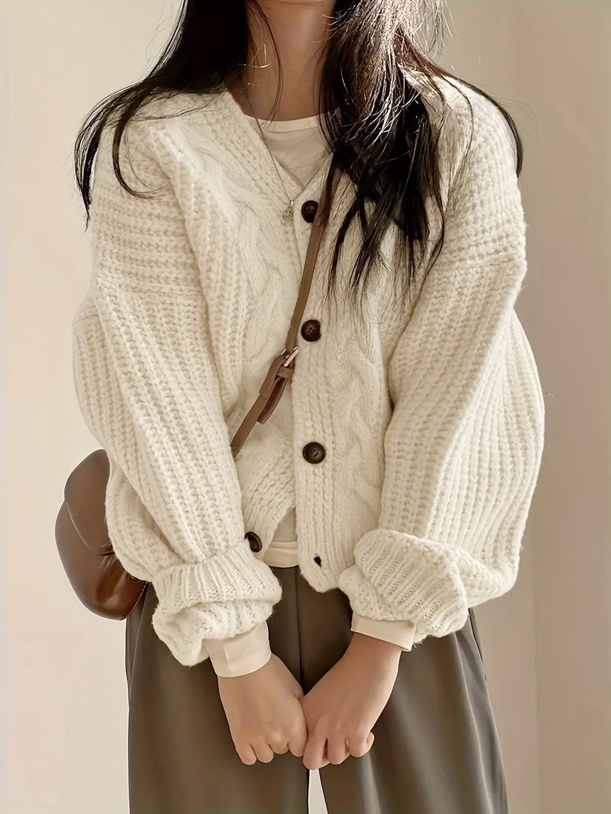 Liva | Chunky Knit Button-Down Cardigan for Women