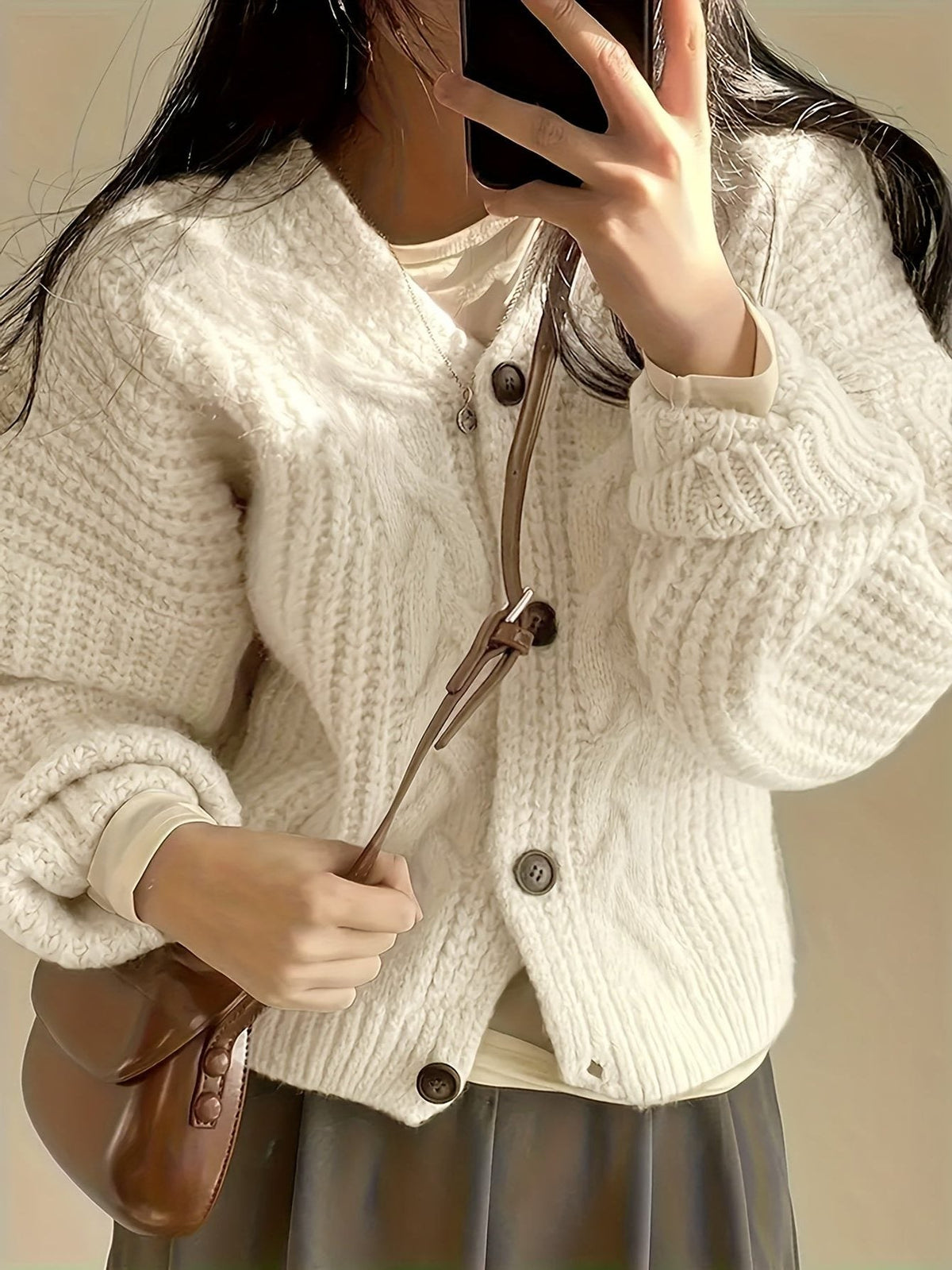Liva | Chunky Knit Button-Down Cardigan for Women