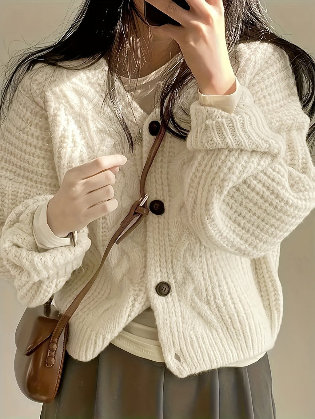 Liva | Chunky Knit Button-Down Cardigan for Women