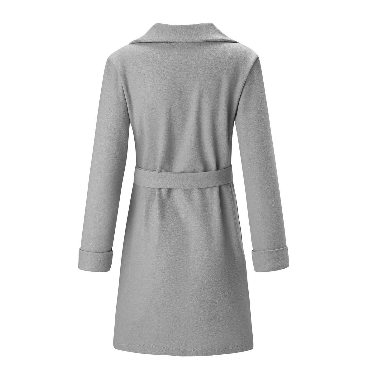 Women's Belted Wrap Coat with Wide Lapel Collar