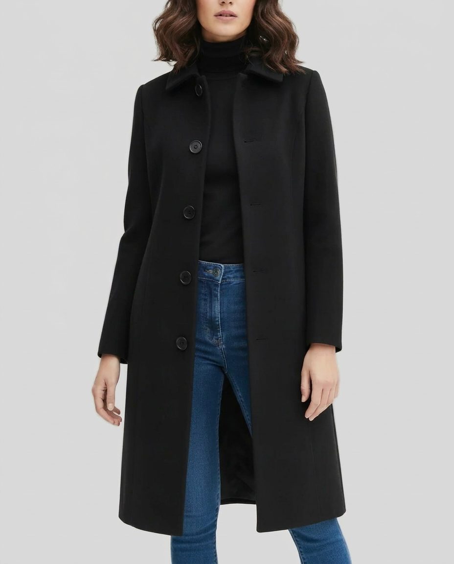Leda | Long Single-Breasted Trench Coat for Women