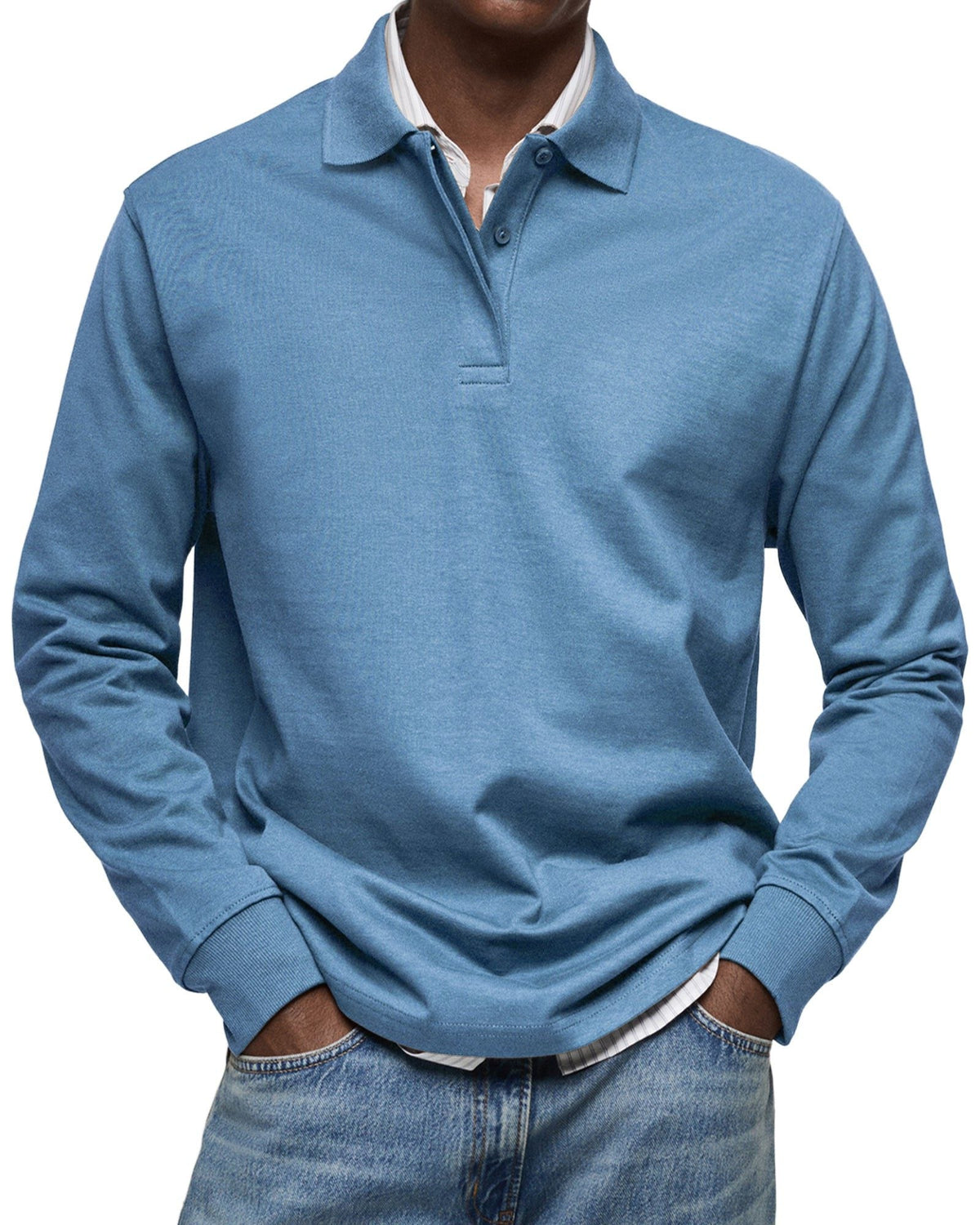 Long Sleeve Collared Polo Shirt for Men