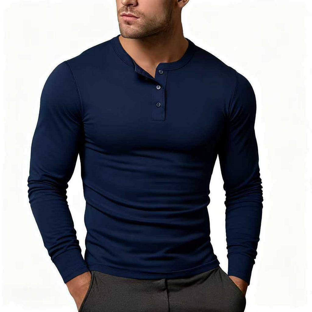 Long Sleeve Henley Shirt for Men