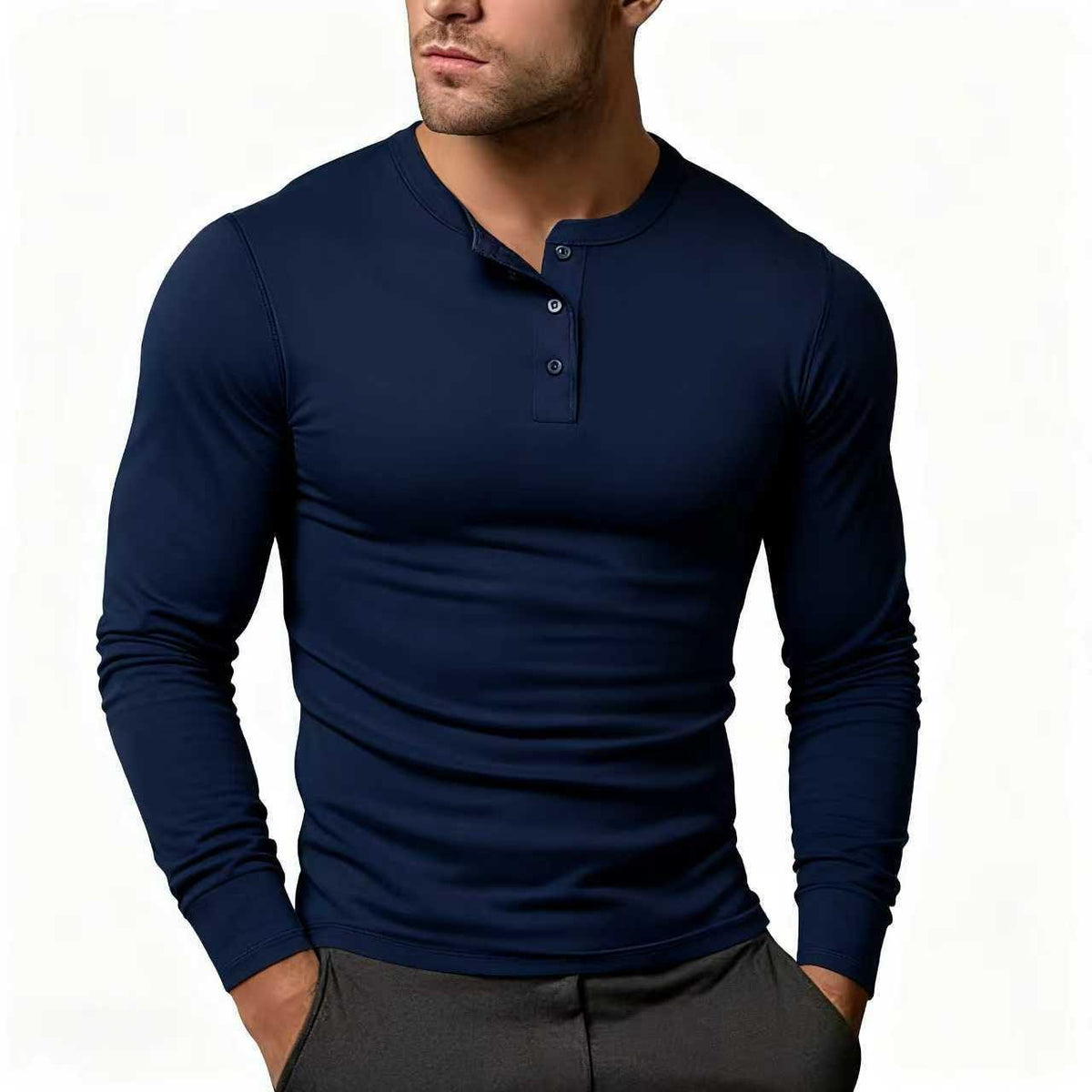 Long Sleeve Henley Shirt for Men