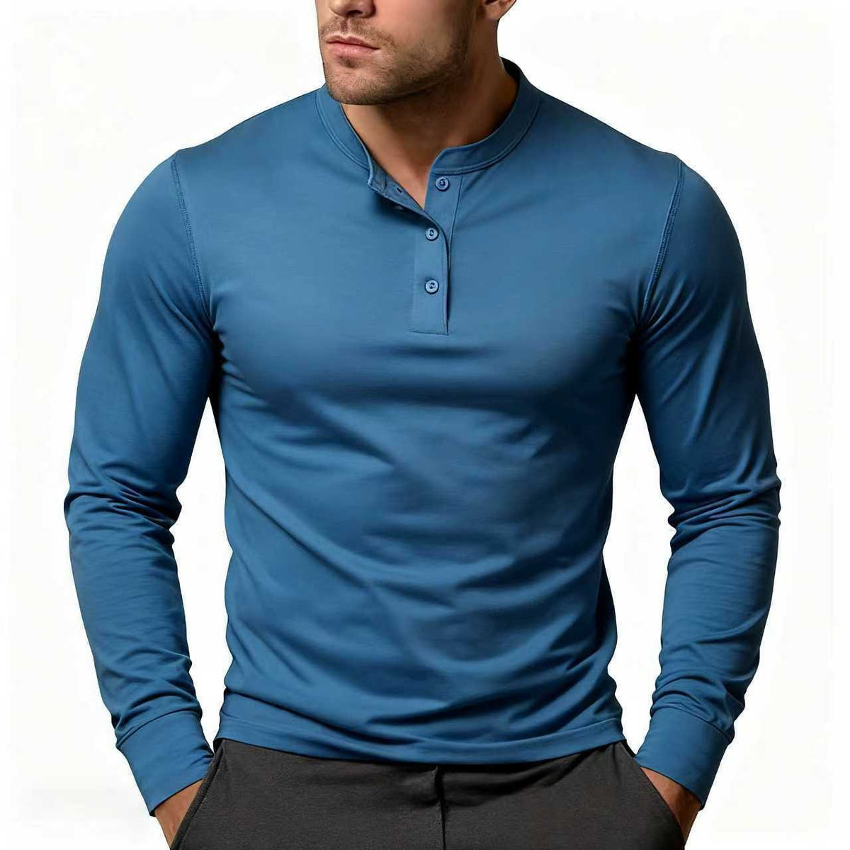 Long Sleeve Henley Shirt for Men