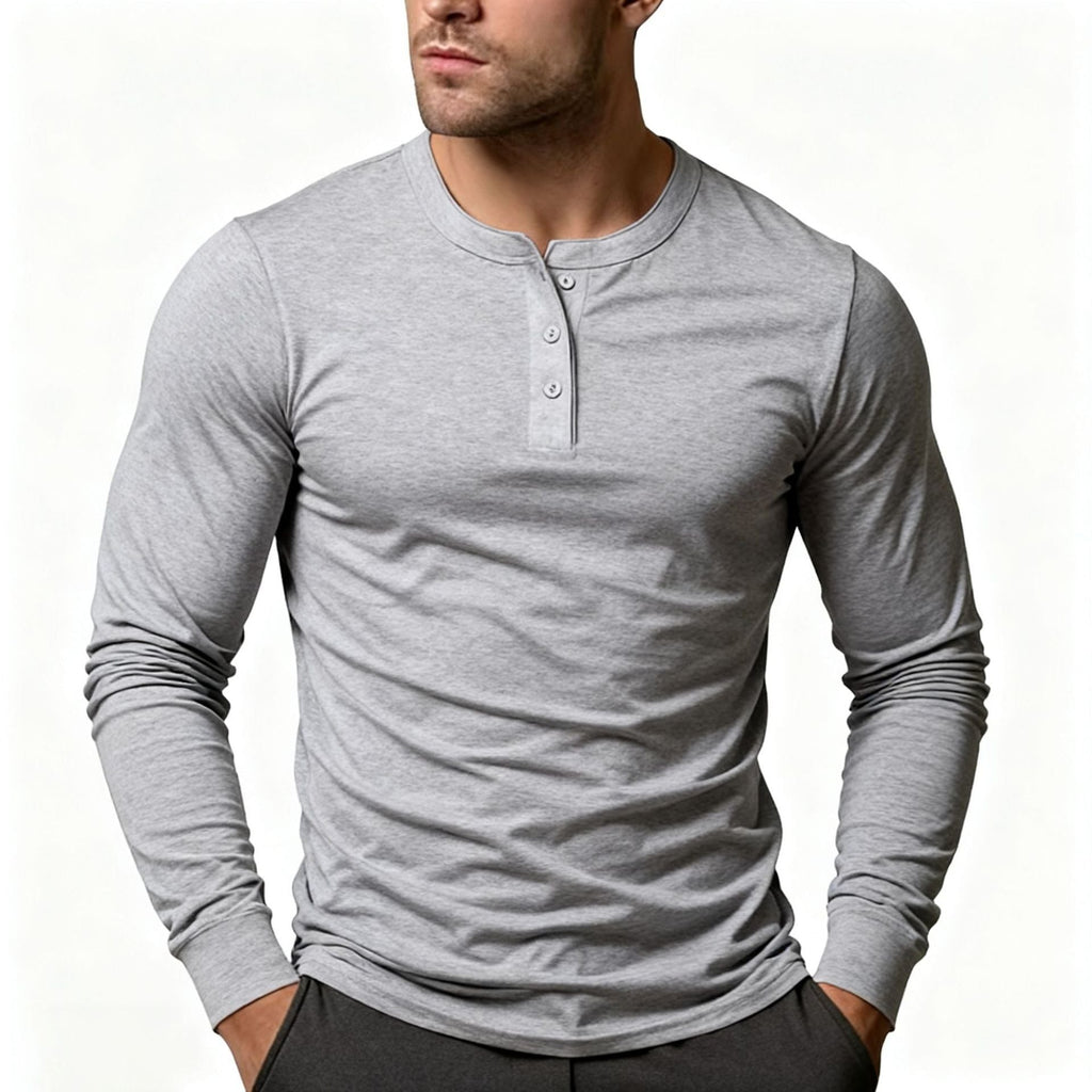 Long Sleeve Henley Shirt for Men