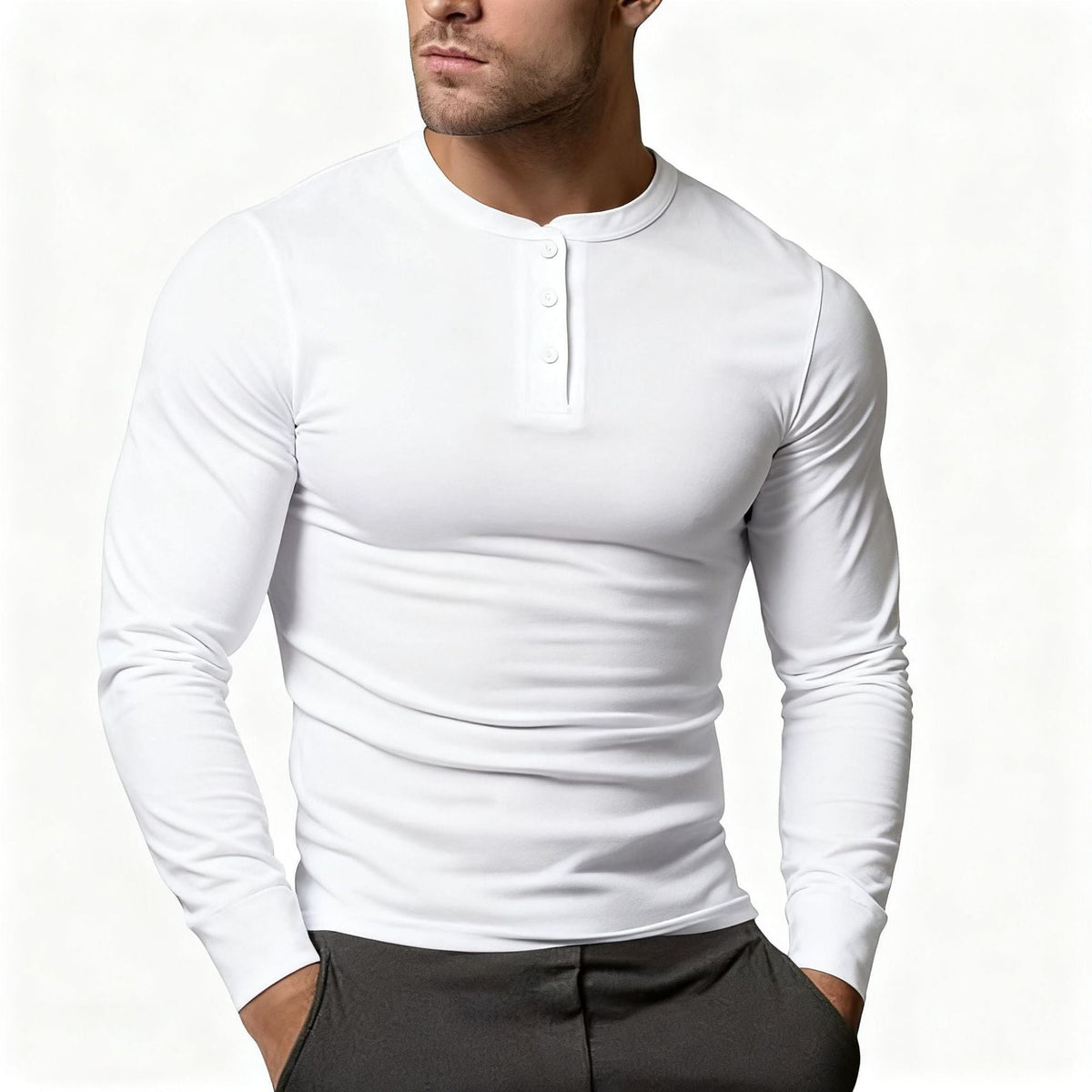 Long Sleeve Henley Shirt for Men
