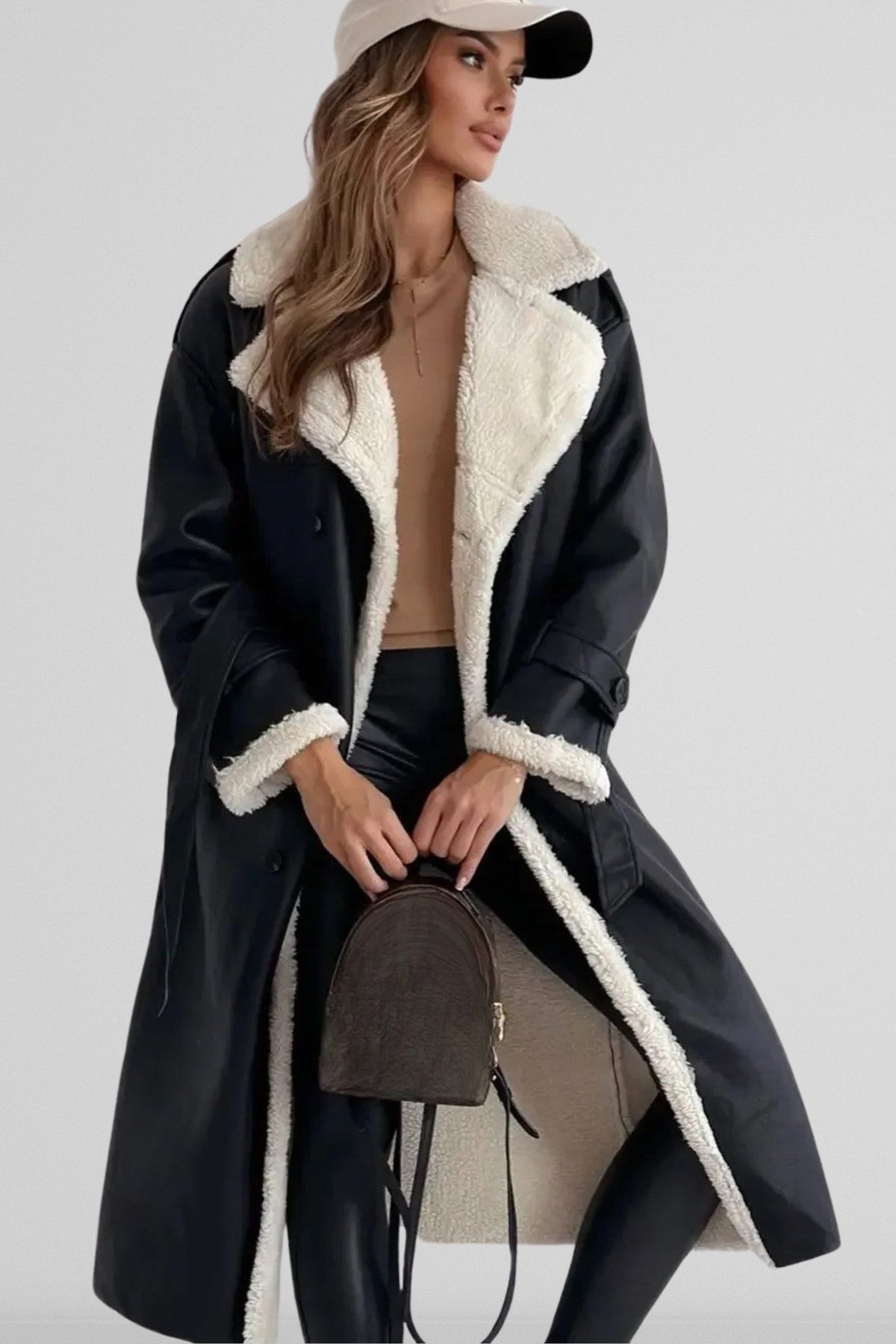 Milena | Longline Aviator Coat with Belt for Women