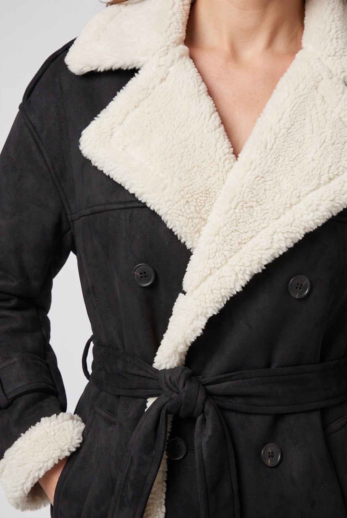 Milena | Longline Aviator Coat with Belt for Women