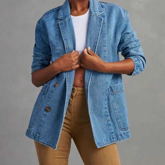 Riane | Denim Longline Blazer for Women