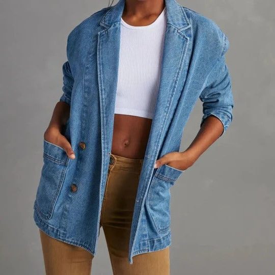 Riane | Denim Longline Blazer for Women