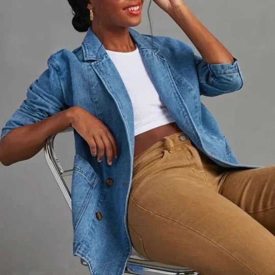 Riane | Denim Longline Blazer for Women