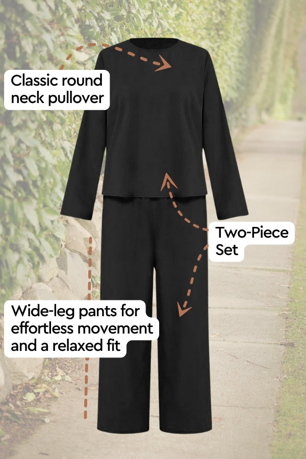 Women's Layered Linen Top Wide-Leg Pants Two-Piece Set