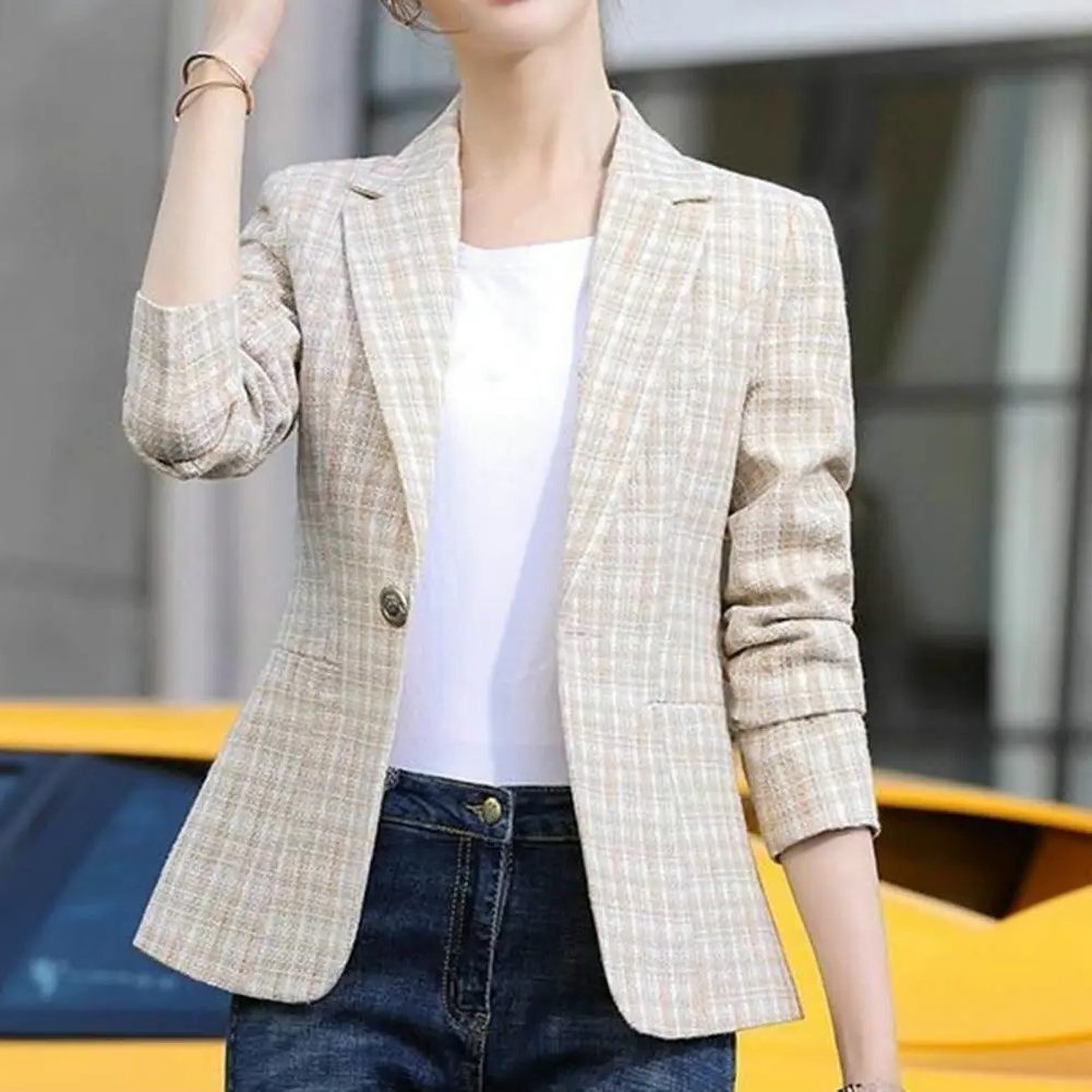 Lourdes | Plaid Blazer with Notch Lapel for Women