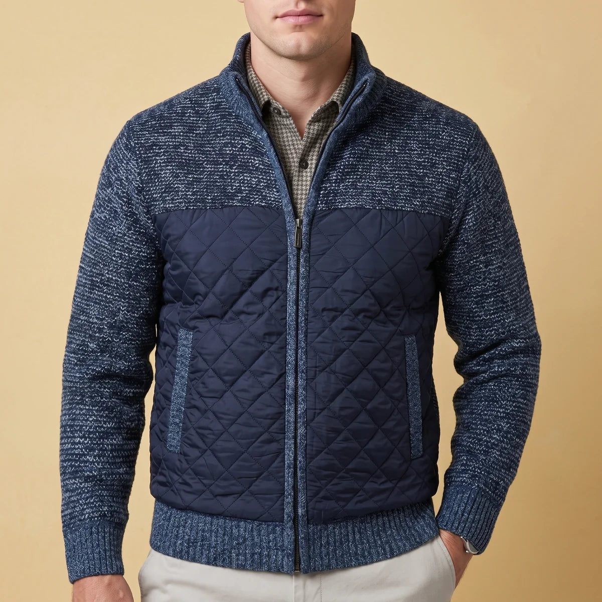 Lucan Textured Wool Quilted Front Zip Jacket
