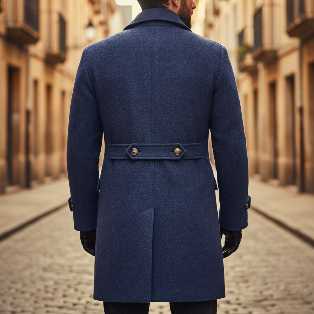 Lucas - Men's Double-Breasted Wool Blend Coat with Notch Lapels