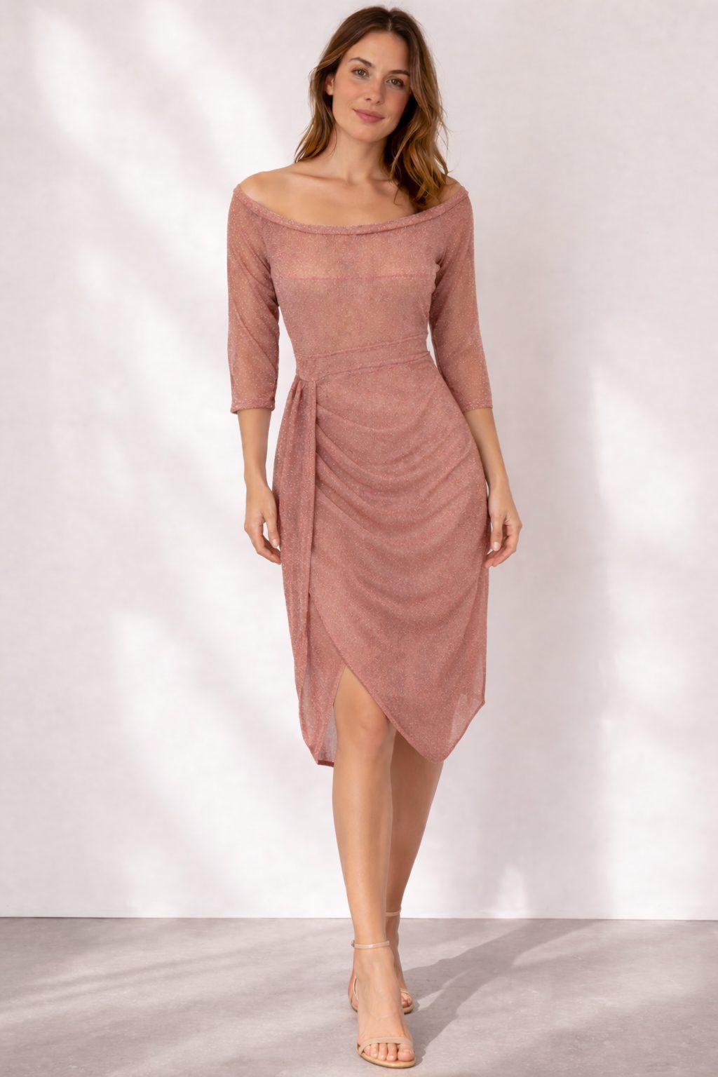 Lucienne | Off-Shoulder Wrap Midi Dress for Women
