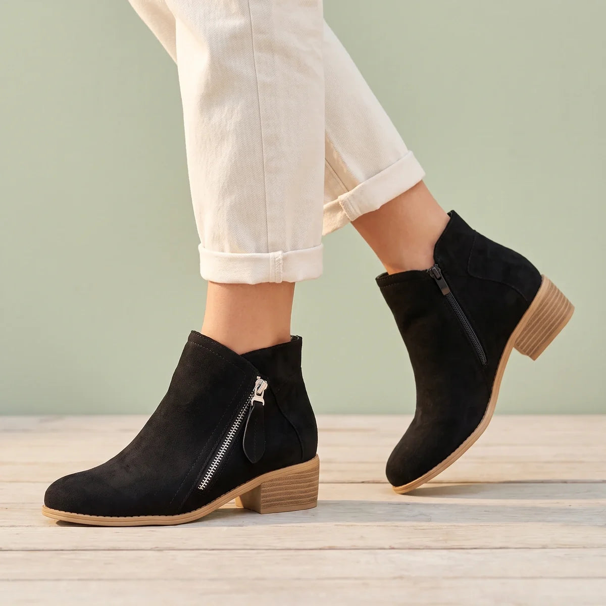 Lucilla Orthopedic Side Zip Block Heel Booties