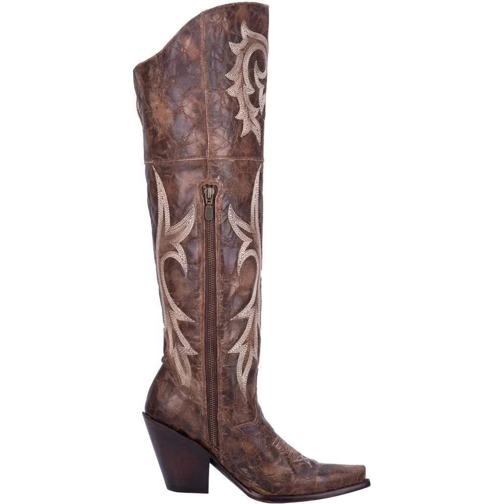 Luella | Embroidered Western Knee-High Boots with Pointed Toe for Women