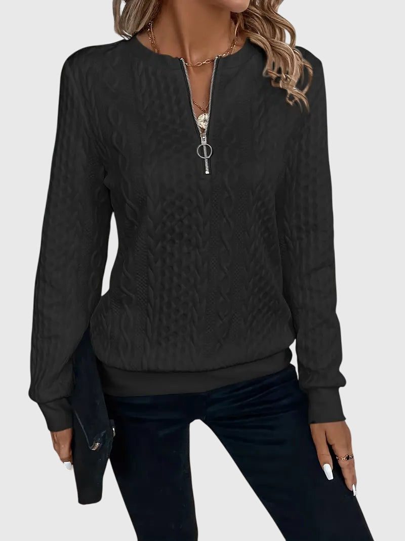 Lyanne | Cable Knit Half-Zip Sweater for Women