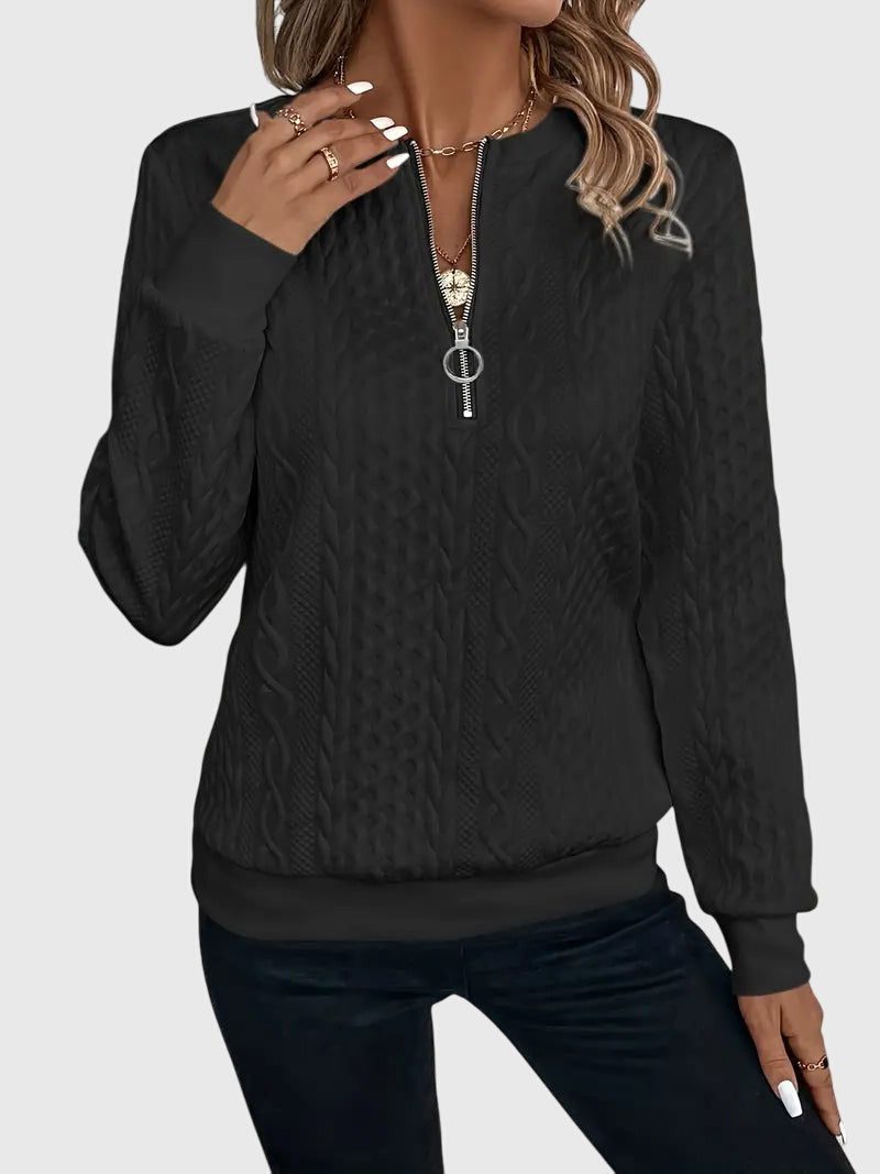 Lyanne | Cable Knit Half-Zip Sweater for Women
