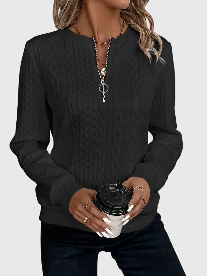 Lyanne | Cable Knit Half-Zip Sweater for Women
