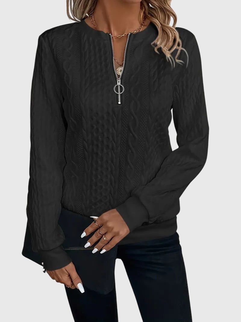 Lyanne | Cable Knit Half-Zip Sweater for Women