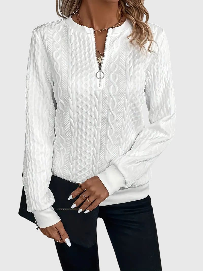 Lyanne | Cable Knit Half-Zip Sweater for Women