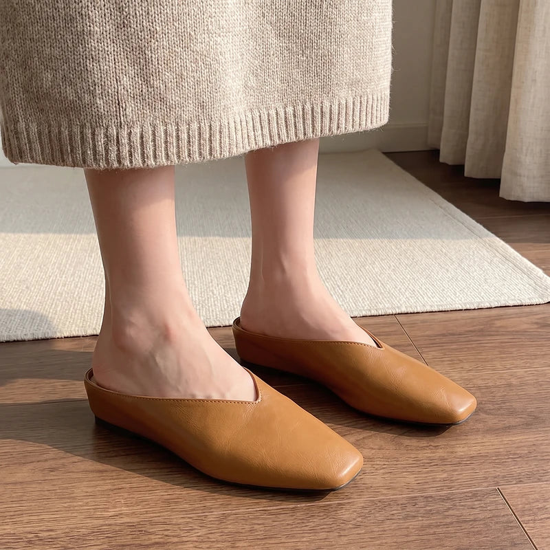 Zelda Metallic Square Toe Mules