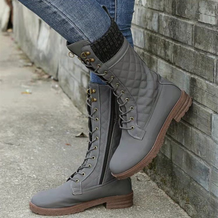 Mabel | Quilted Lace-Up Winter Boots for Women
