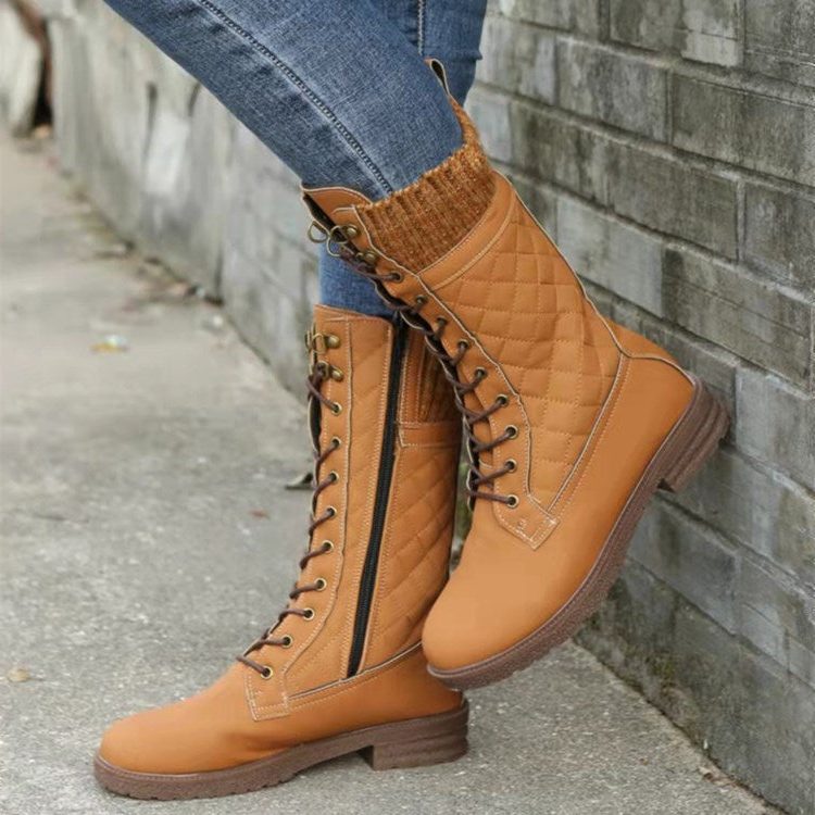 Mabel | Quilted Lace-Up Winter Boots for Women