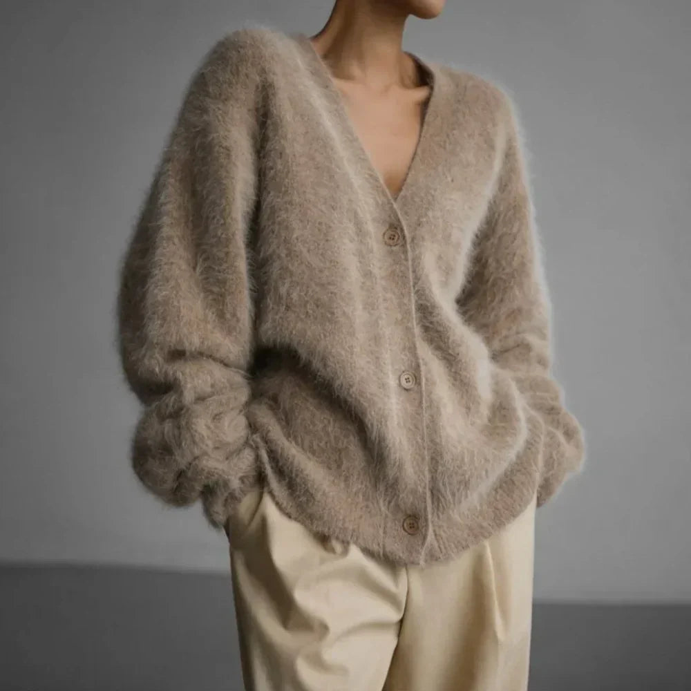 Mabel | Women's V-Neck Oversized Cardigan Sweater with Button Front