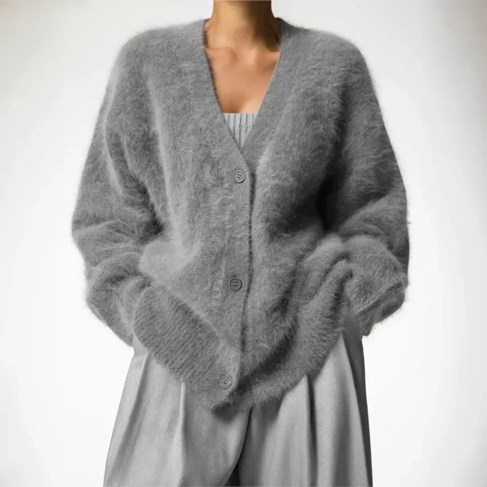 Mabel | Women's V-Neck Oversized Cardigan Sweater with Button Front