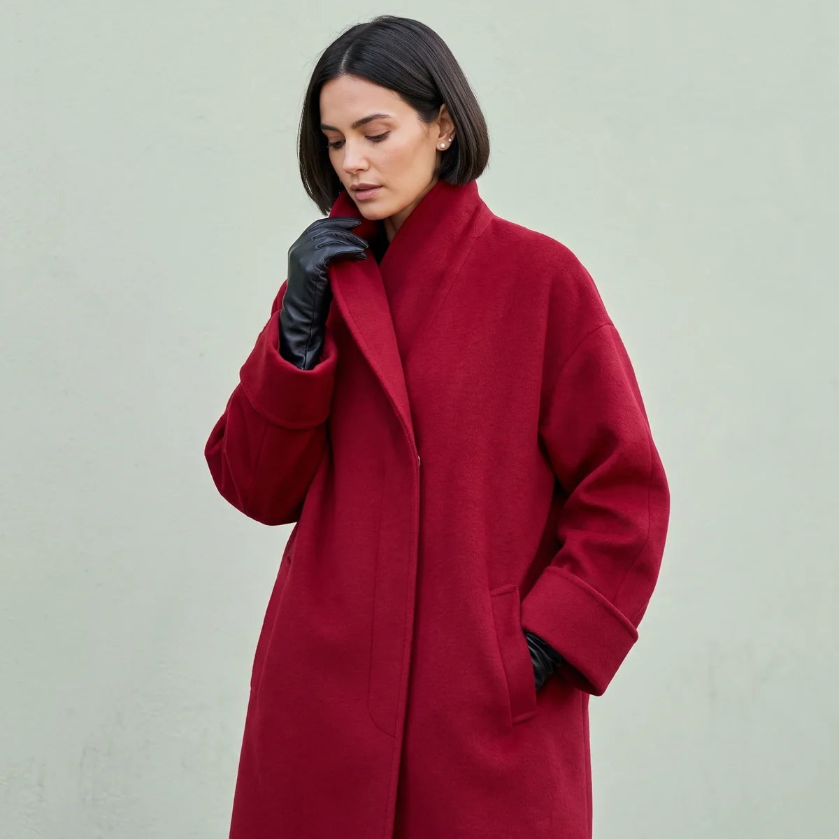 Magdalena Wool Blend Oversized Shawl Collar Coat
