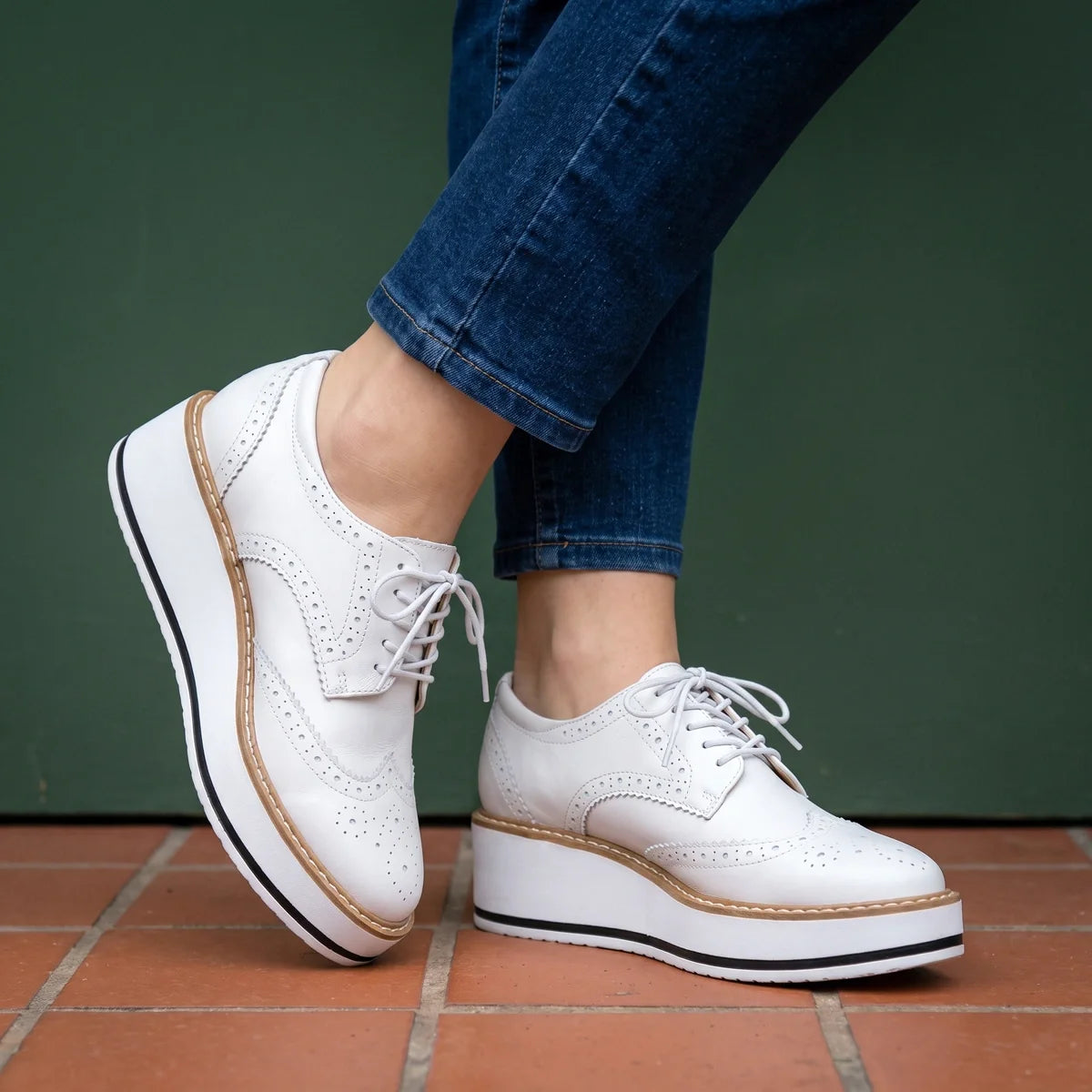 Marcelline Patent Wingtip Brogue Flatform Oxfords
