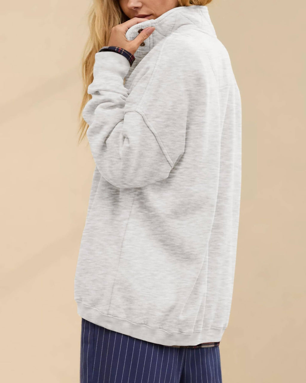Margaret | Timeless Quilted Henley Oversized Sweatshirt