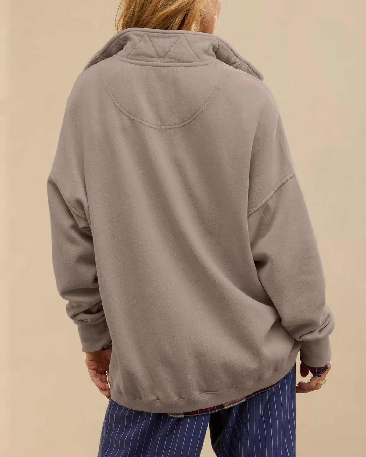Margaret | Timeless Quilted Henley Oversized Sweatshirt