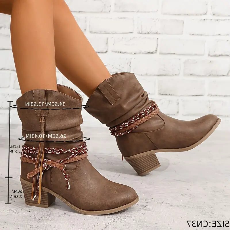 Marigold | Suede Western Block Heel Ankle Boots for Women