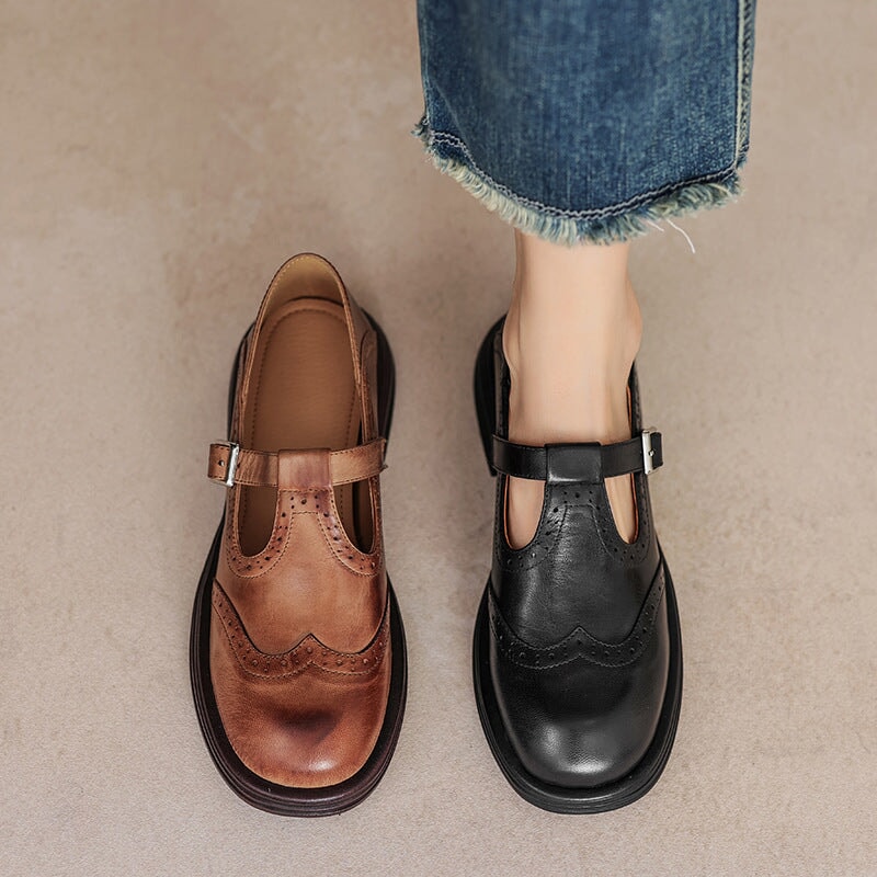 Women's Vegan Leather Mary Jane Sandals with Classic Strap and Cushioned Insole