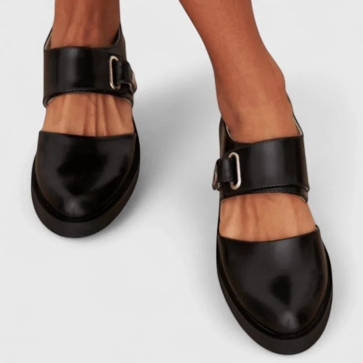 Mary jane shoes chunky sole buckle strap rounded toe