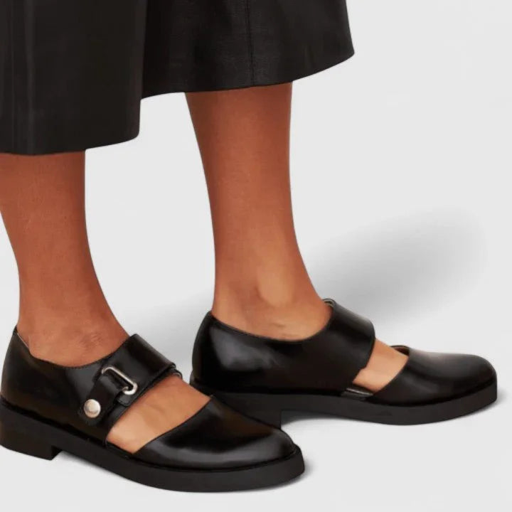 Mary jane shoes chunky sole buckle strap rounded toe