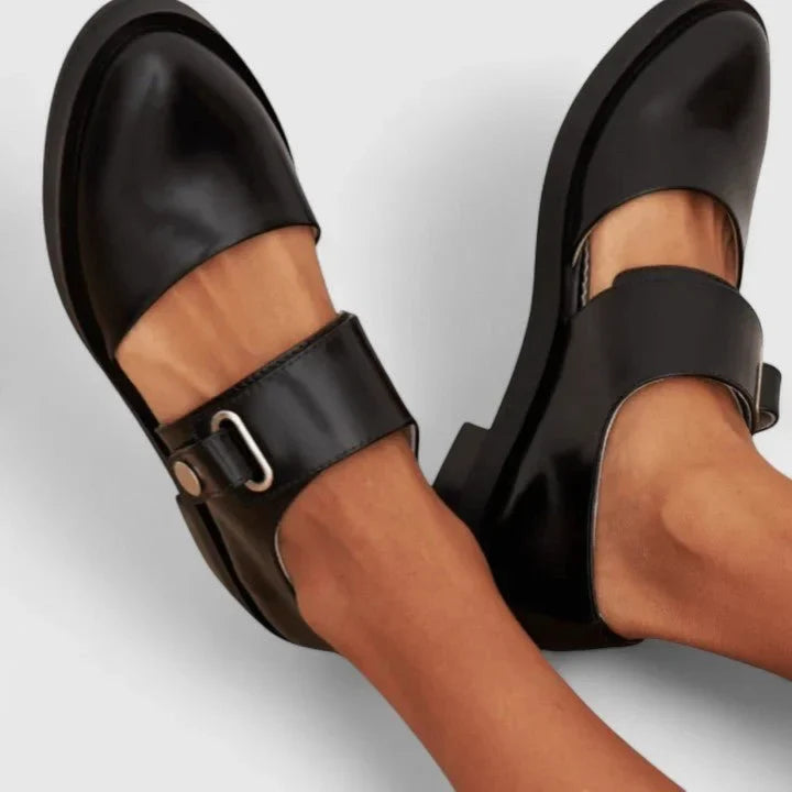 Mary jane shoes chunky sole buckle strap rounded toe
