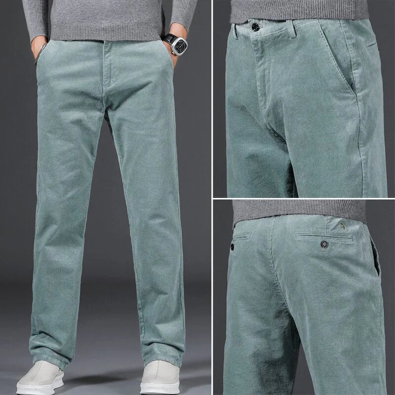 Women's corduroy zip-up straight leg pants