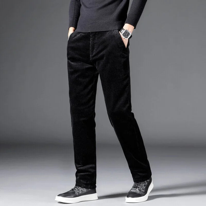 Women's corduroy zip-up straight leg pants