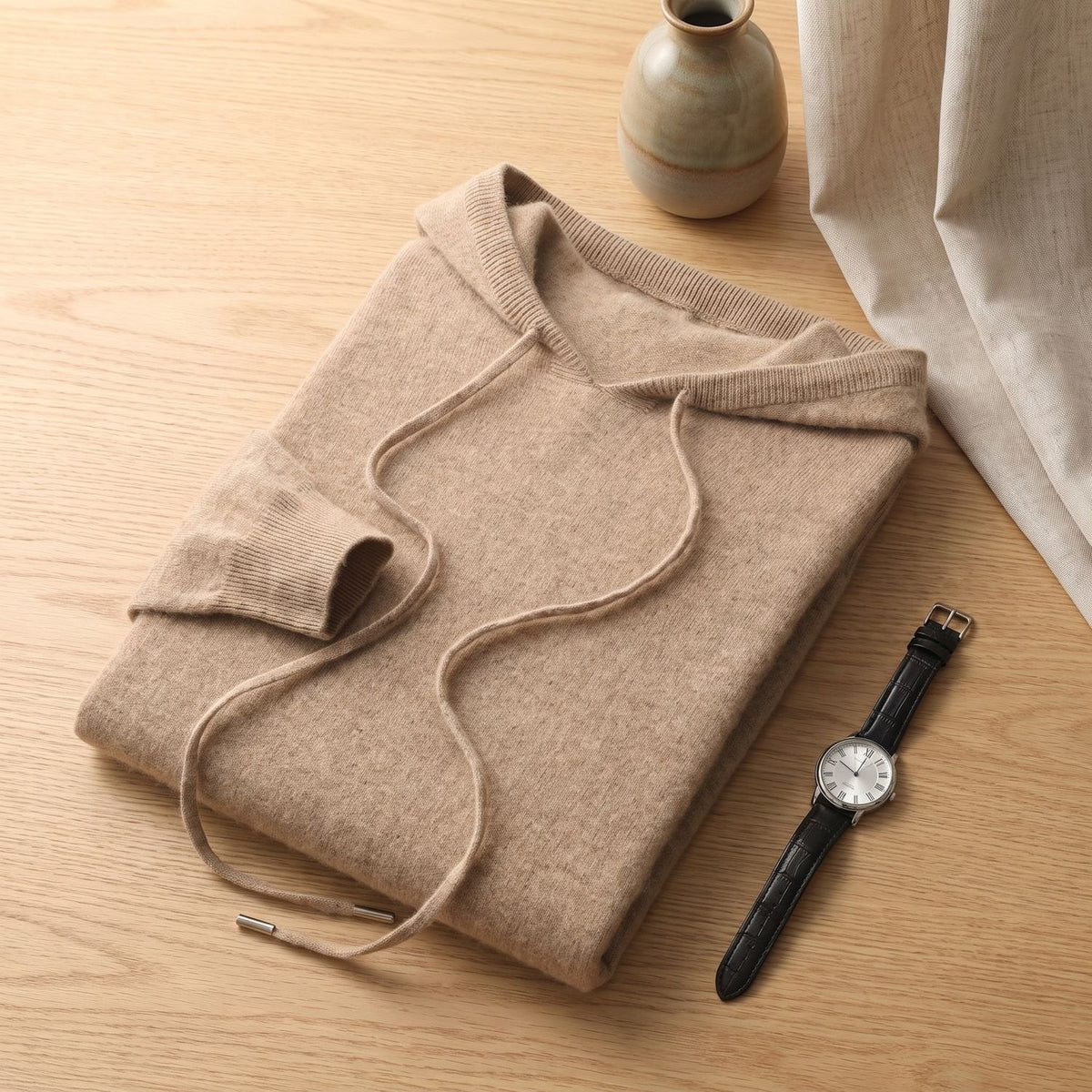 Ethan | Men's Cashmere Hooded Drawstring Pullover Sweater